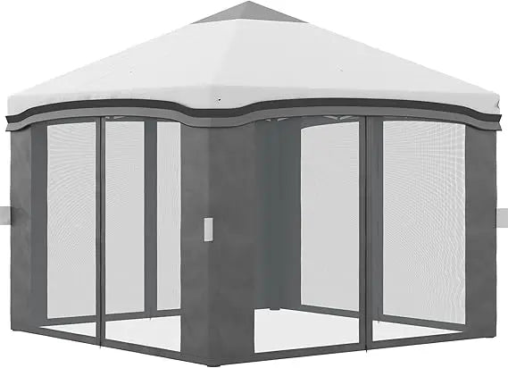 10' x 10' Pop Up Canopy Tent with Netting, Instant Tents for Parties, Height Adjustable, with Wheeled Carry Bag and 4 Sand Bags