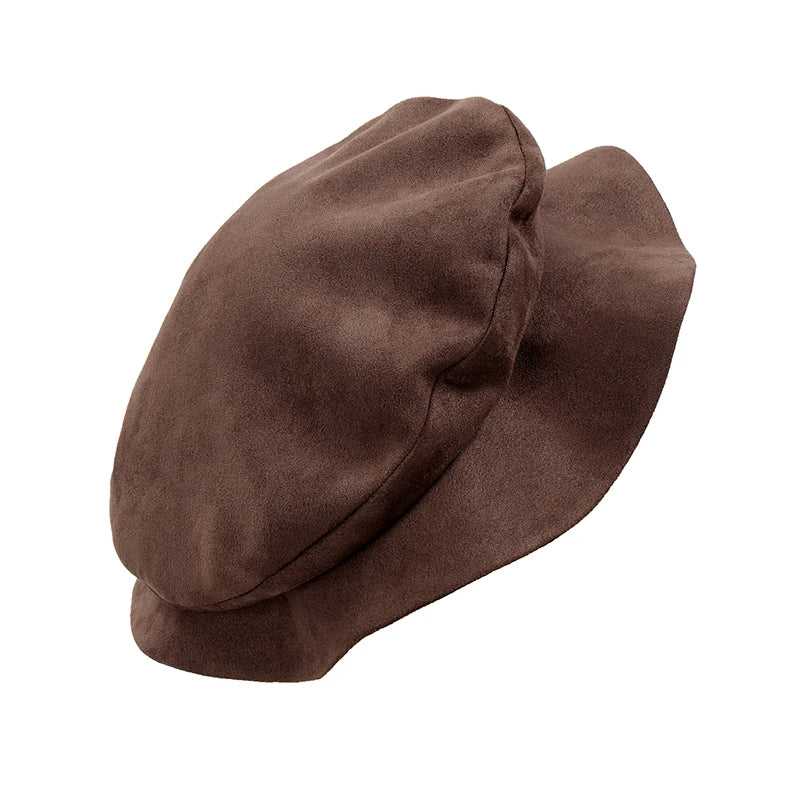 DAZCOS Medieval Tudor Flat Cap Faux Suede Beret Hat Renaissance Festival Costume Accessories French Beret Hats for Men Women