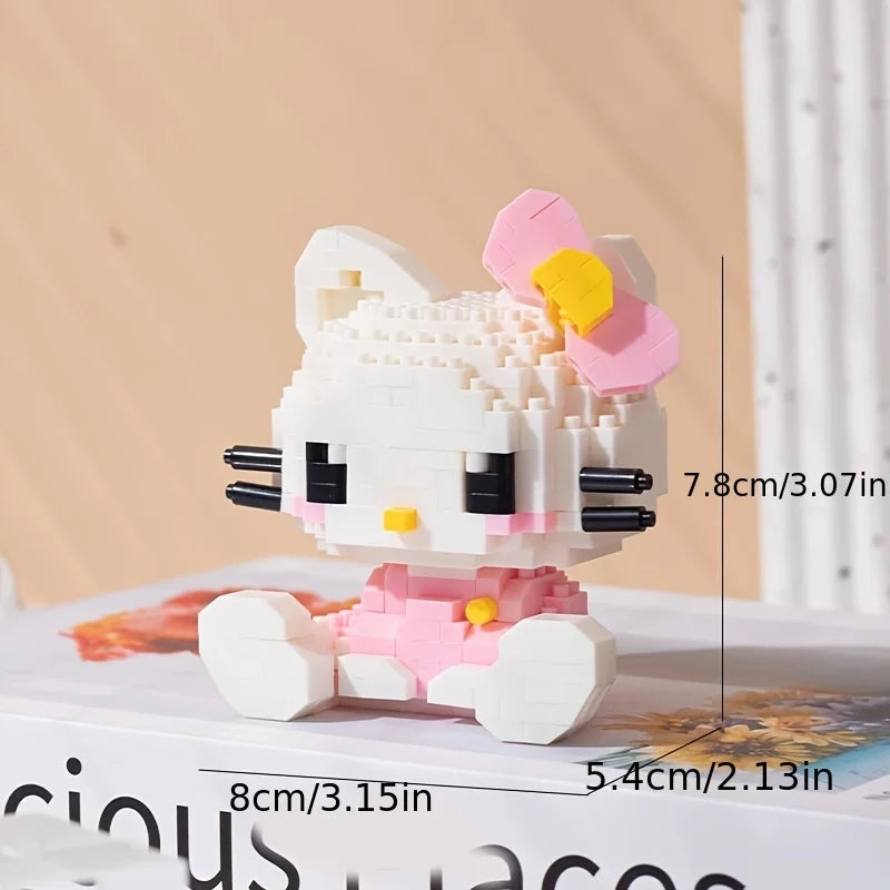 Sanrio Hello Kitty Cute Building Blocks Kawaii Melody Cartoon Building Blocks Assembly Toys Birthday Puzzle Doll Gift