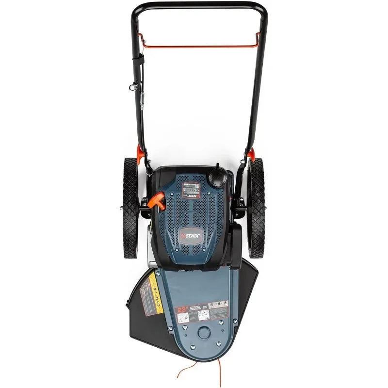 NEW High Wheel Gas Walk Behind Brush Cutter and String Trimmer, 22-Inch Swatch with .14" Rubber Wheels, Adjustable Height (STMG