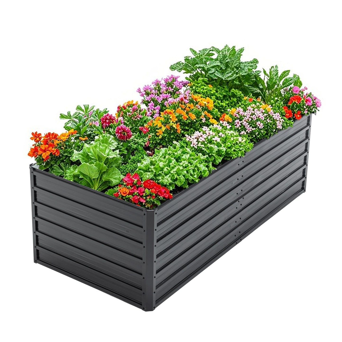 6x3x2 FT Metal Raised Garden Bed, Outdoor, Reinforced, Galvanized, Rustproof, Colored Steel Planter Boxes for Vegetables