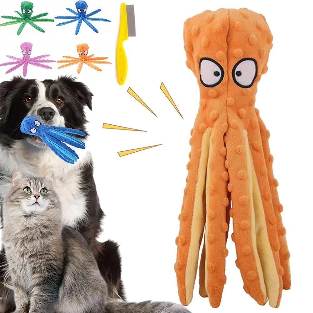 1/2PCS Pet Plush Dog Toy Voice Octopus Shell Puzzle Toy Bite Resistant Interactive Pet Dog Teeth Cleaning Chew Toy Pet Supplies