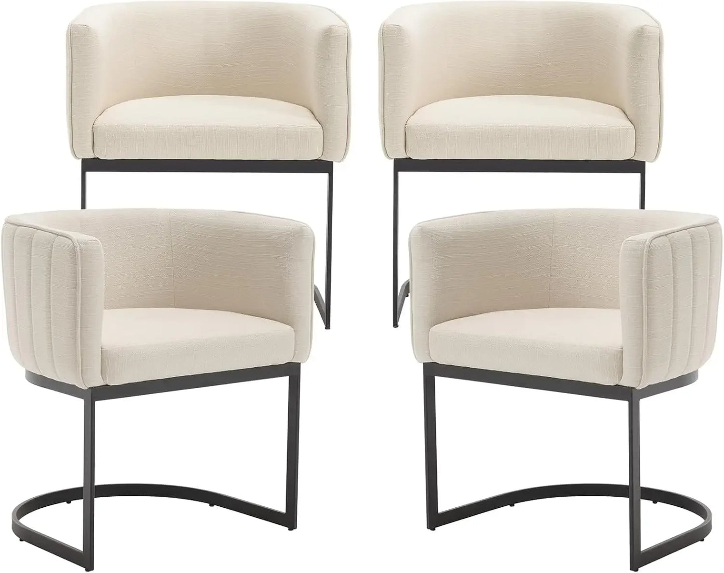 Dining Chairs Set of 4, Velvet with Metal Frame Comfy Upholstered Side Barrel Chairs, Kitchen Chairs Set