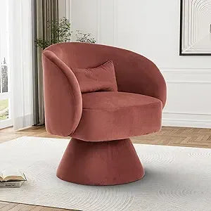 Swivel Barrel Chair, Upholstered Cuddle Accent Swivel Chairs for Living Room, 360 Degree Modern Small Round Boucle Sherpa Swivel