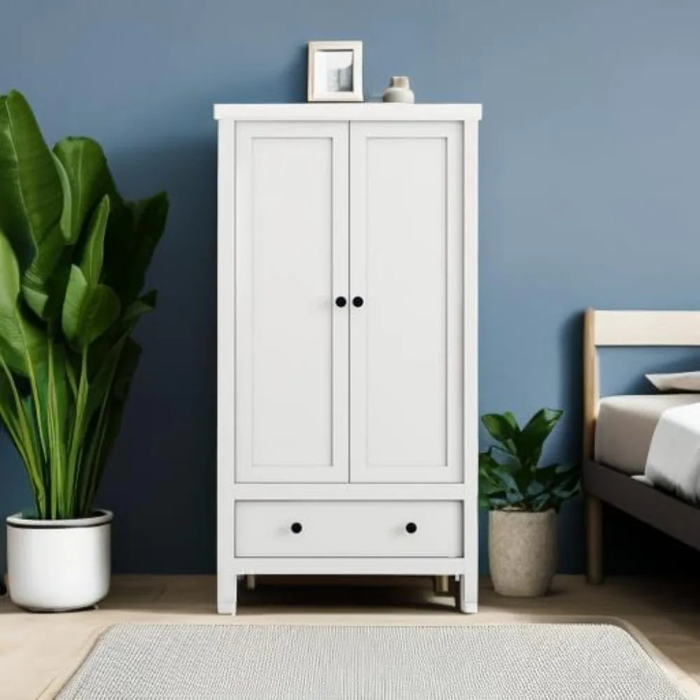 Wardrobes, 2 Door Wardrobe for Bedroom, Armoire with Drawer, Wardrobes(20.5"D x 31"W x 58.5"H)