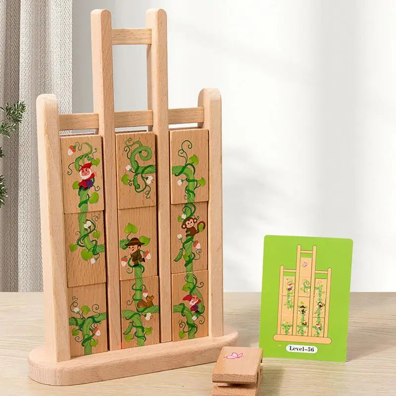 Building Blocks Puzzles Toy Colorful Jigsaw Puzzles Set With Cards Wooden Kids Travel Games Preschool Educational Activity For