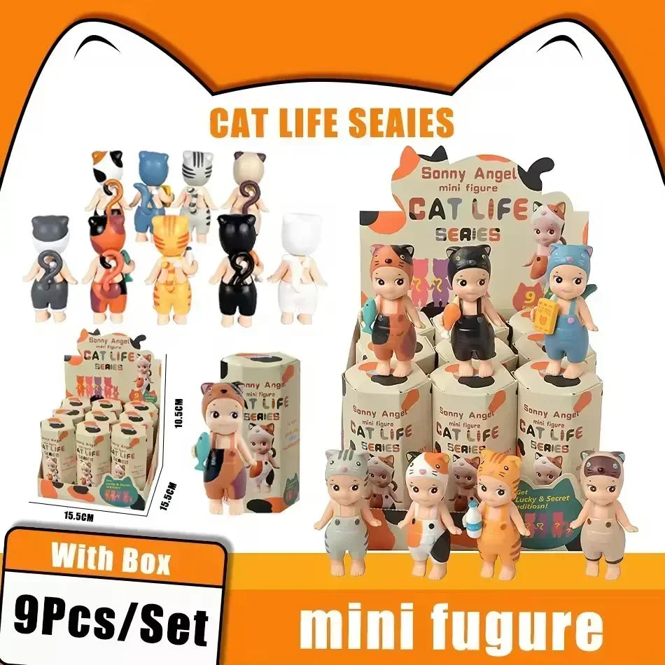 Sonny Angel Blind Box Cat Life Serise Mini Cat Action Figures Toys High Quality Ornaments Dolls Fans Children Christmas Gift