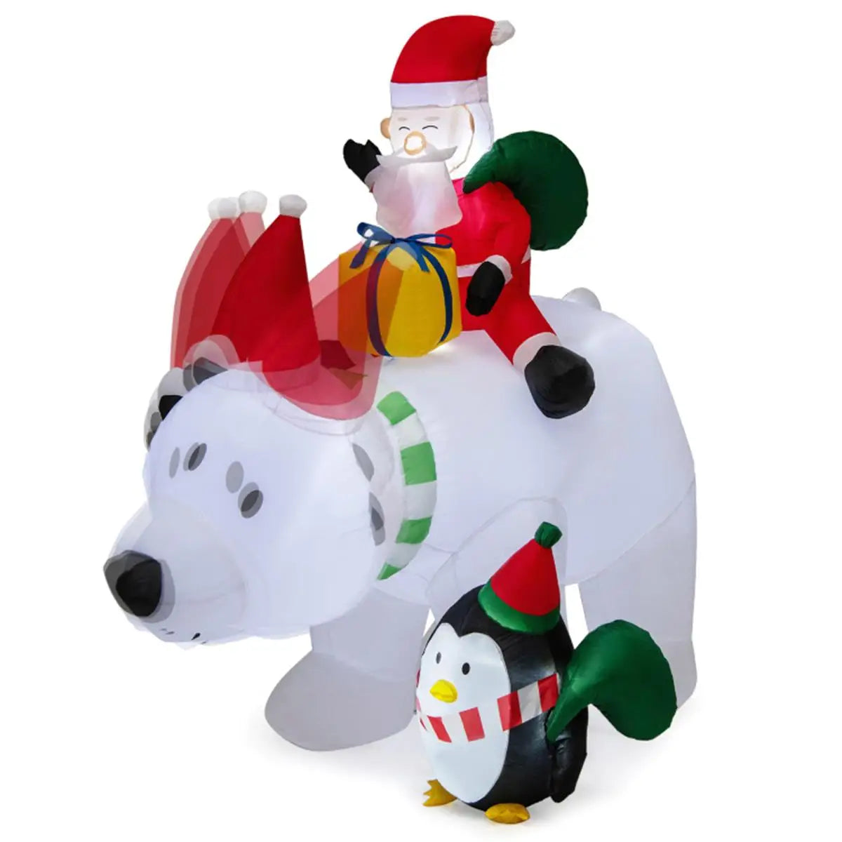 7ft Inflatable Santa Claus on Bear - Festive Holiday Outdoor Decoration