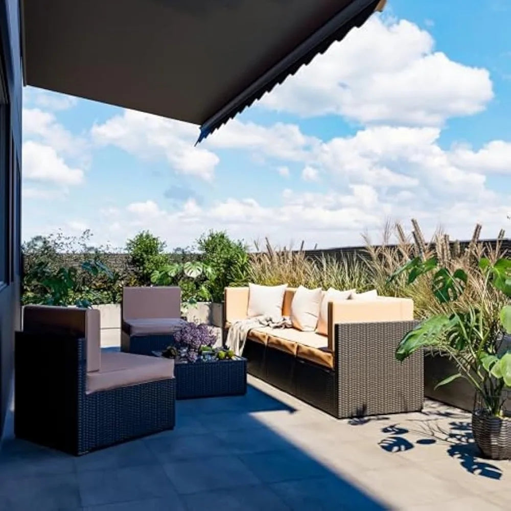 7 Pieces Outdoor Sectional Furniture,Wicker Patio sectional Furniture Sets,All-Weather Rattan Sectional Sofa Conversatio
