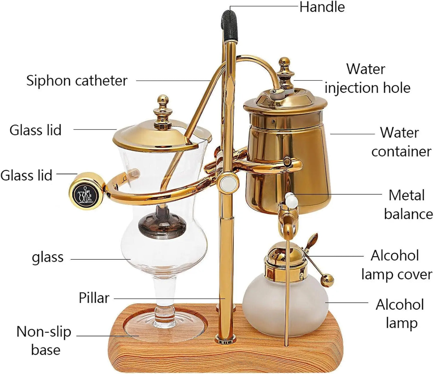 Belgian Belgium Royal Family Balance Syphon Siphon Coffee Maker Vacuum Brewing System, Vintage Classic Retro Luxury Exquisite De