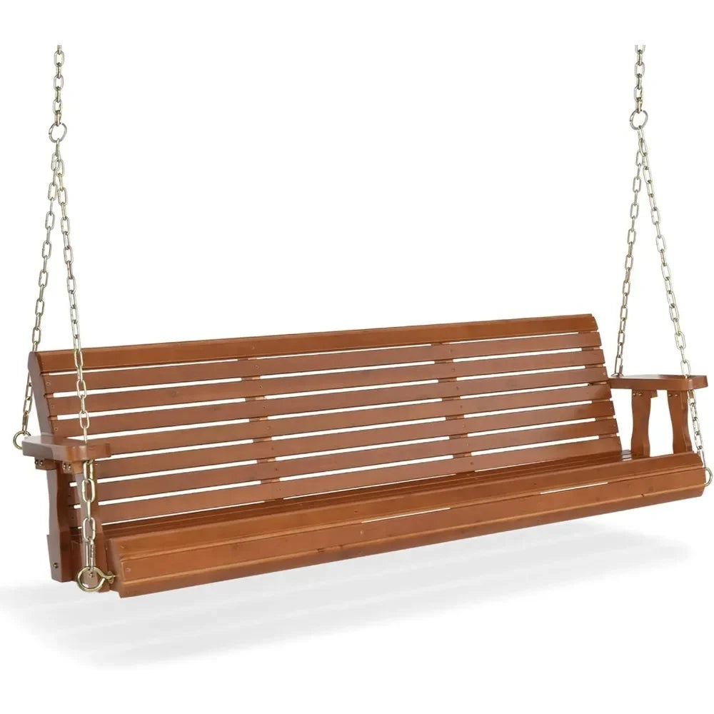 Upgraded wooden porch swings for courtyards and gardens, heavy-duty 880 pound outdoor swing benches with hanging chains