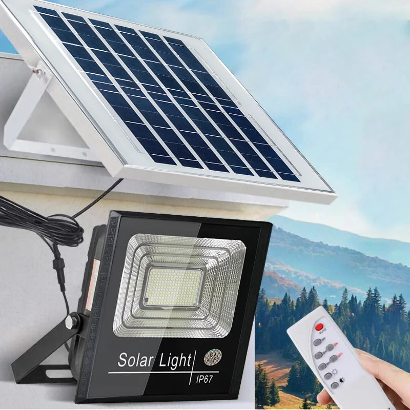 2PCS Solar Flood Light Outdoor Remote Bright White Floodlights Waterproof Solar Power Security Light Auto On/Off Dusk to Dawn