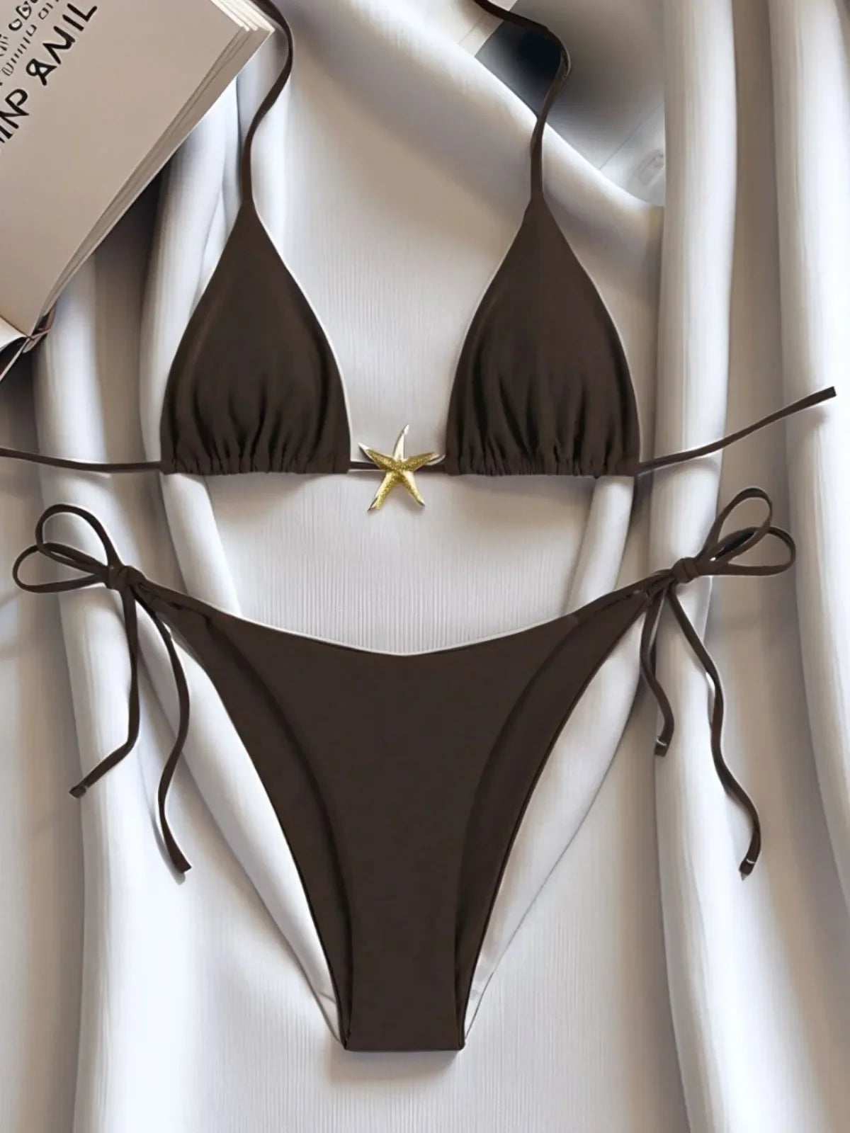 2025 New Summer Swimwear Bikini Set Sexy Print Backless Bikini 2 Piece Set Women Laced Up Split Swimsuit High Waist Beach Bikini