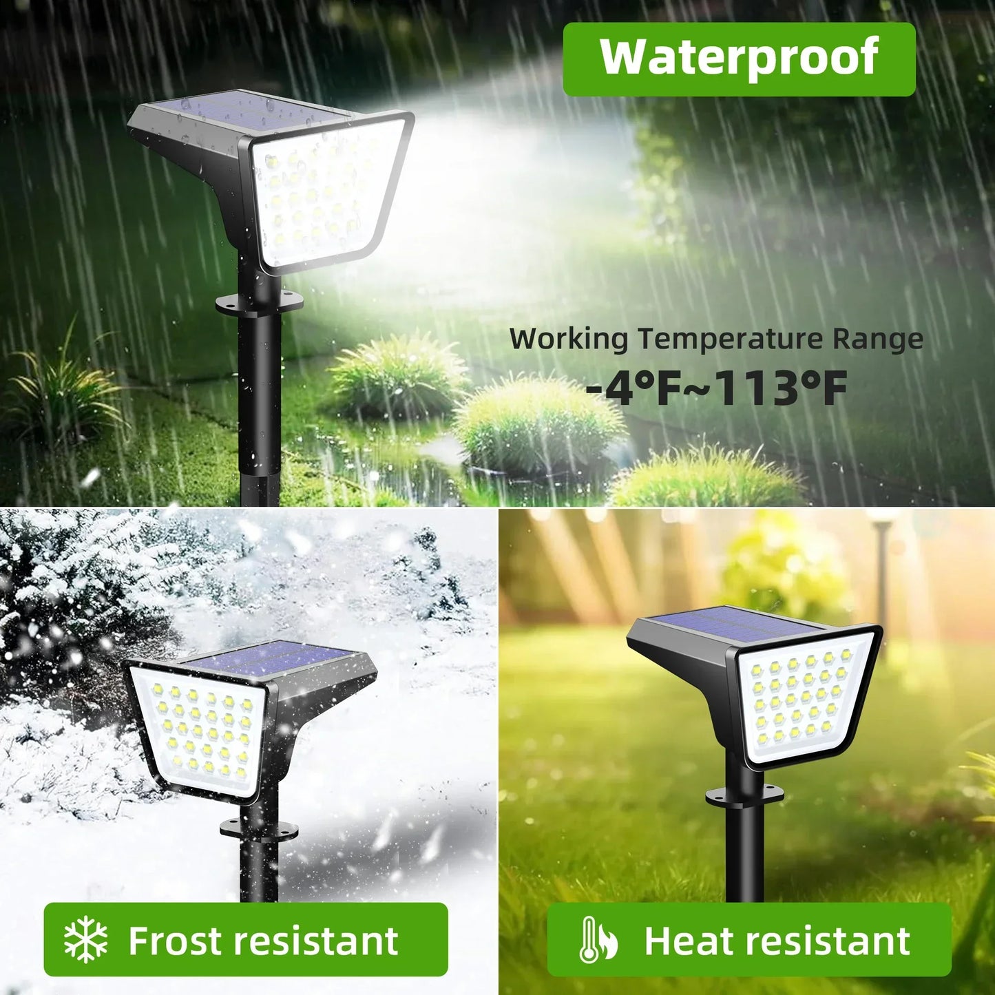 4 Pack Waterproof Outdoor Solar Street Lights, Garden Spotlights for Yard Terrace Landscape Decoration