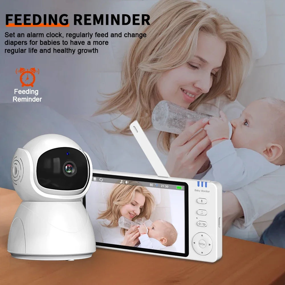 5.0'' Electronic Baby Monitor With Pan-Tilt-Zoom Camera With Stand Battery IPS Screen Wireless Babysitter Video Audio Baby Nanny
