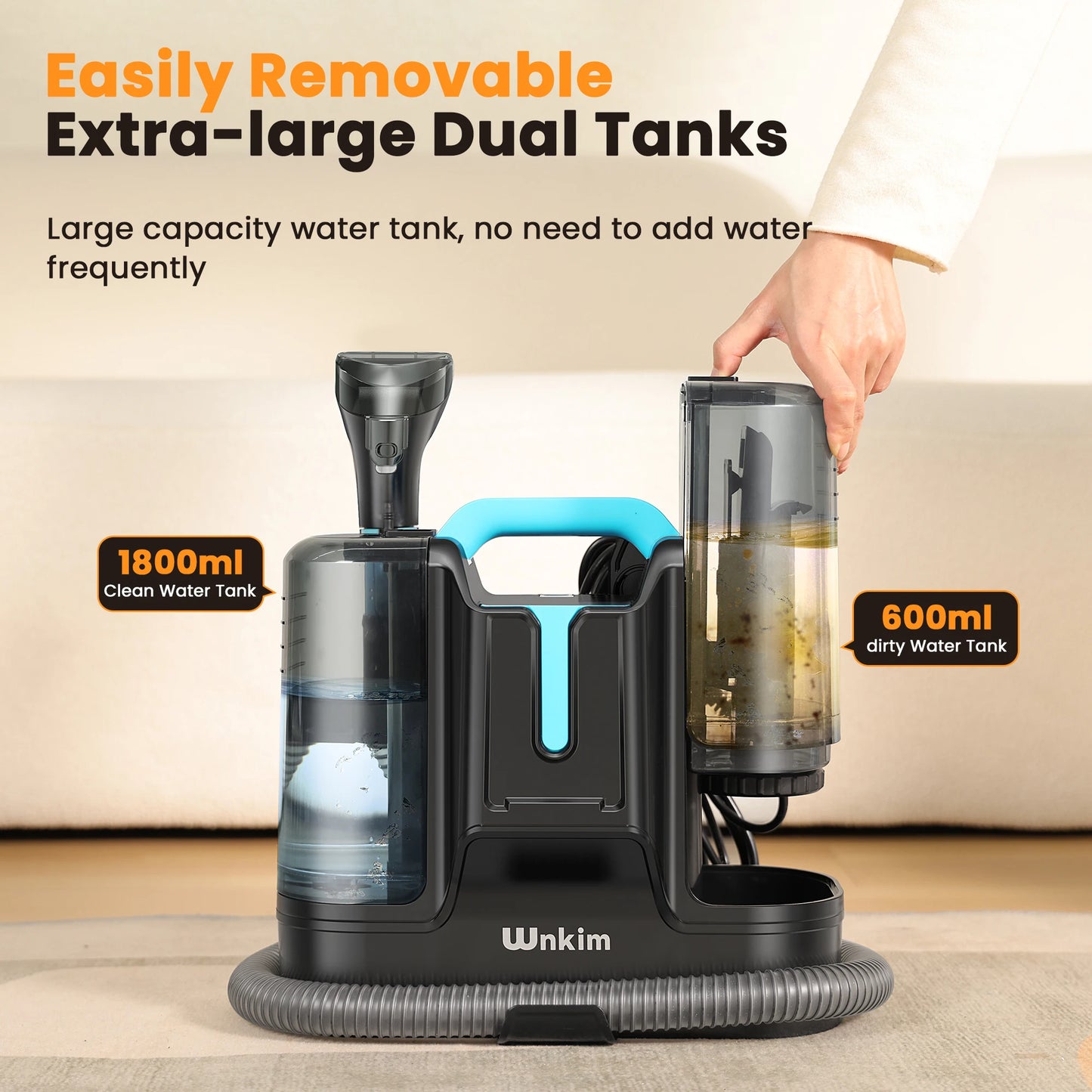 Wnkim C5 16500Pa Carpet Cleaning Machine, with Dual Tank System