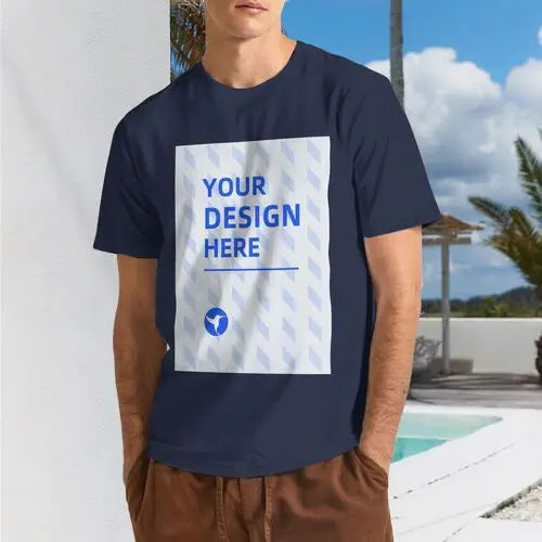 Custom T-Shirt (Text Name or Picture), 100% Cotton 180g Men's Pure Cotton Round Neck Short Sleeved T-shirt for Home Travel Sport