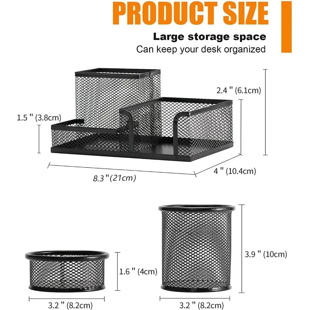 Desk pen holder, desk organizer, a set of 3 compartments of mesh pen holder, marker craft desk accessories