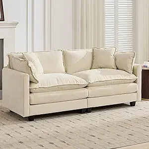 Modular Sectional 2 Seater Cloud Sofa Couch for Living Room,78" Loveseat Couch with Deep Seat,Modern Chenille 2 Seat Sofas,Fluf