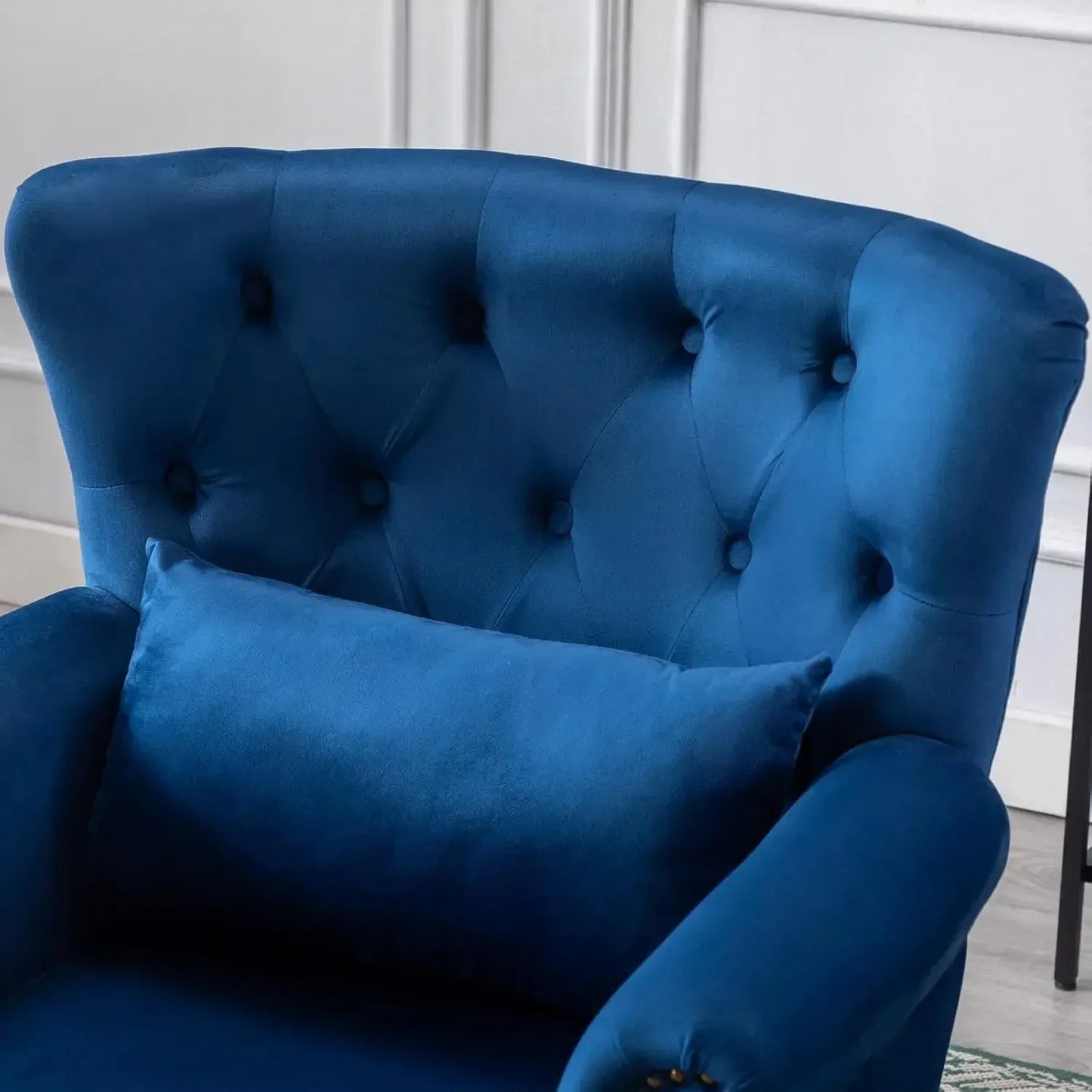 Mid-Century Modern Accent Chairs Set of 2 Comfy Tufted Single Sofa Chair Wingback Armchair with Pillow for Club, Living Room