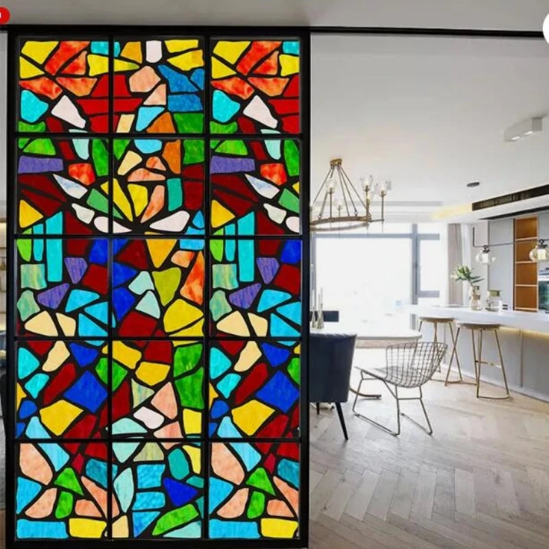 3D Color Static Clings Privacy Window Film Vinyl No Glue Static Cling Frosted Glass Decorative Window Sticker Window Film