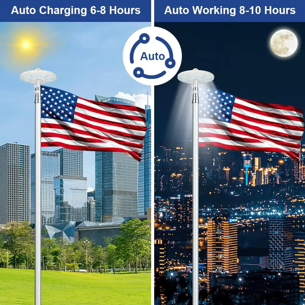 Solar Flag Pole Light,136 LEDs Flagpole Light, Flap Pole Lights for 15-30FT Outside,Auto On/Off Energy Saving Dusk to Dawn
