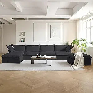 U-Shaped Couches for Living Room, Convertible Sectional Sofa, 162" Modern Deep Seat Soft Cloud Couch, Modular Sectional Sofas wi