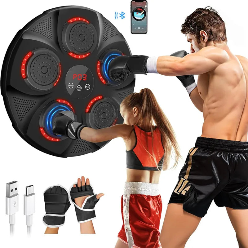 Musical boxing machine with gloves | high quality electronic boxing training target | easy to install | gift | agility training