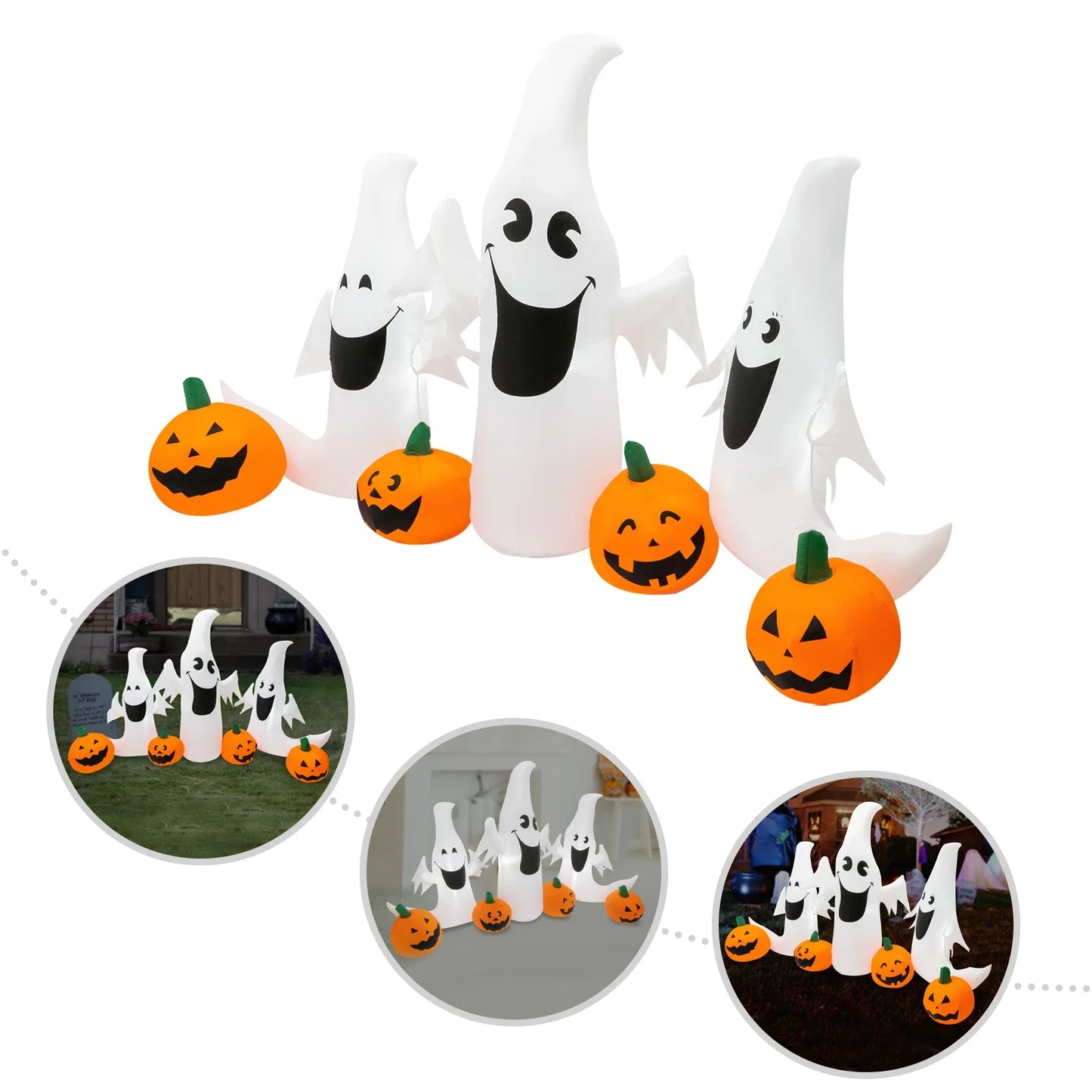 Halloween Inflatable Decorations, Inflatable Decorations with Led Lights, Deflatable Long Halloween Inflatables