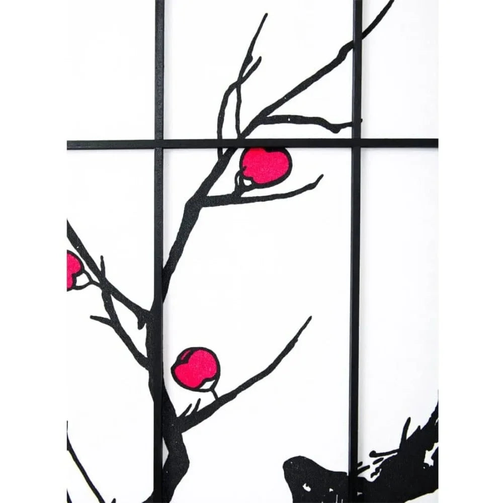 8 Panel Screen & Room Divider, Panel Plum Blossom Design Room Divider, 138"W X 70"H, Room Separator Screen