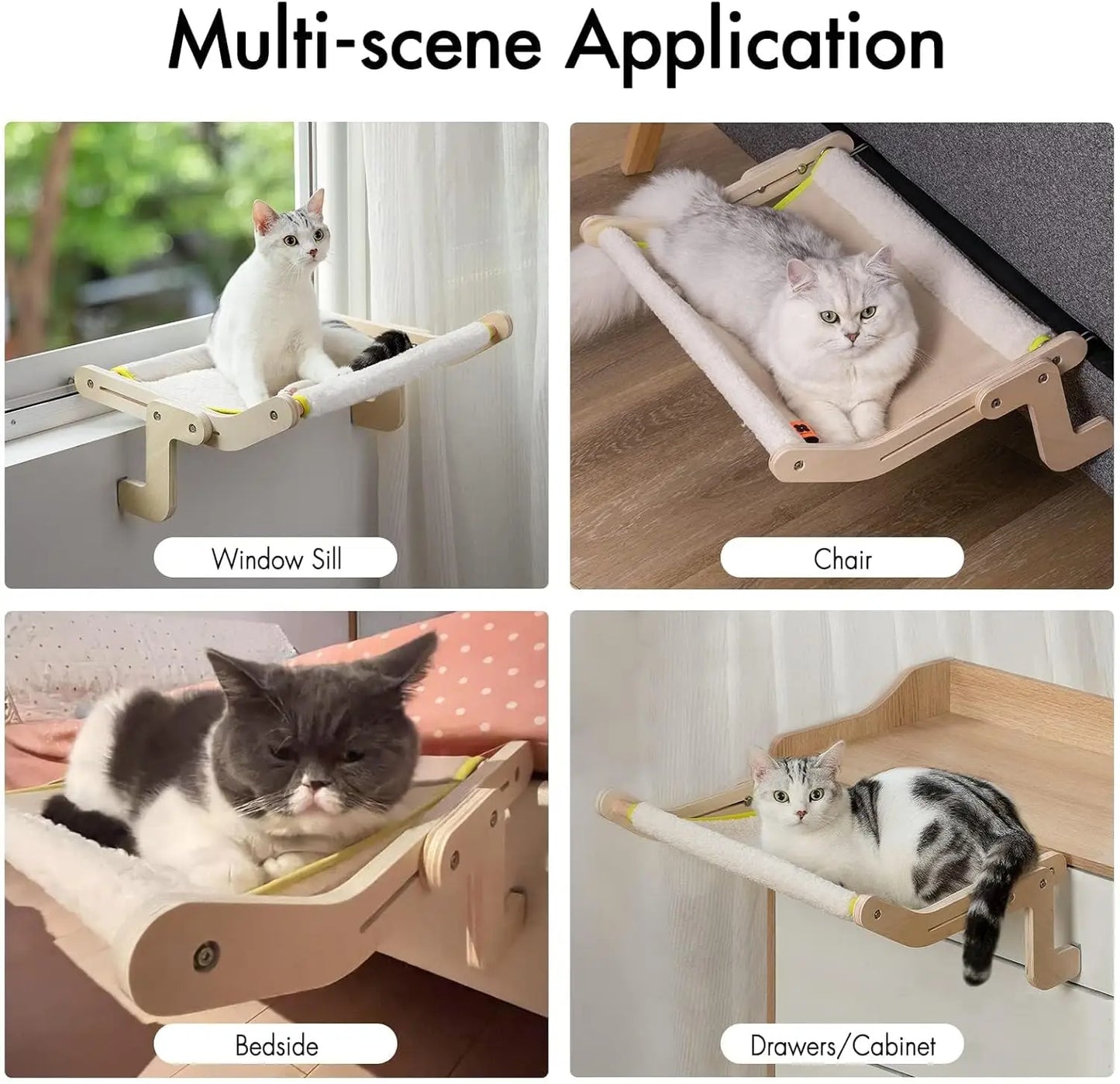 Mewoofun Cat Window Perch Lounge Mount Hammock Bed Beige
