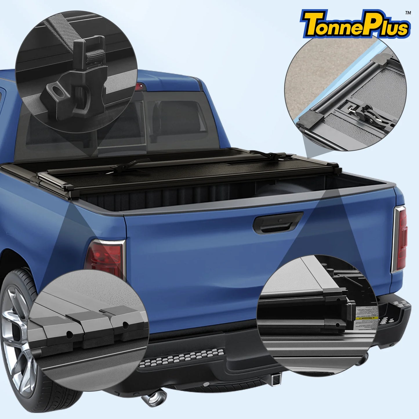 TonnePlus FRP Hard Tri-Fold Tonneau Cover Truck Bed Cover for 2020-2024 Silverado / Sierra 2500 3500 HD New Body Style 6.9FT Bed