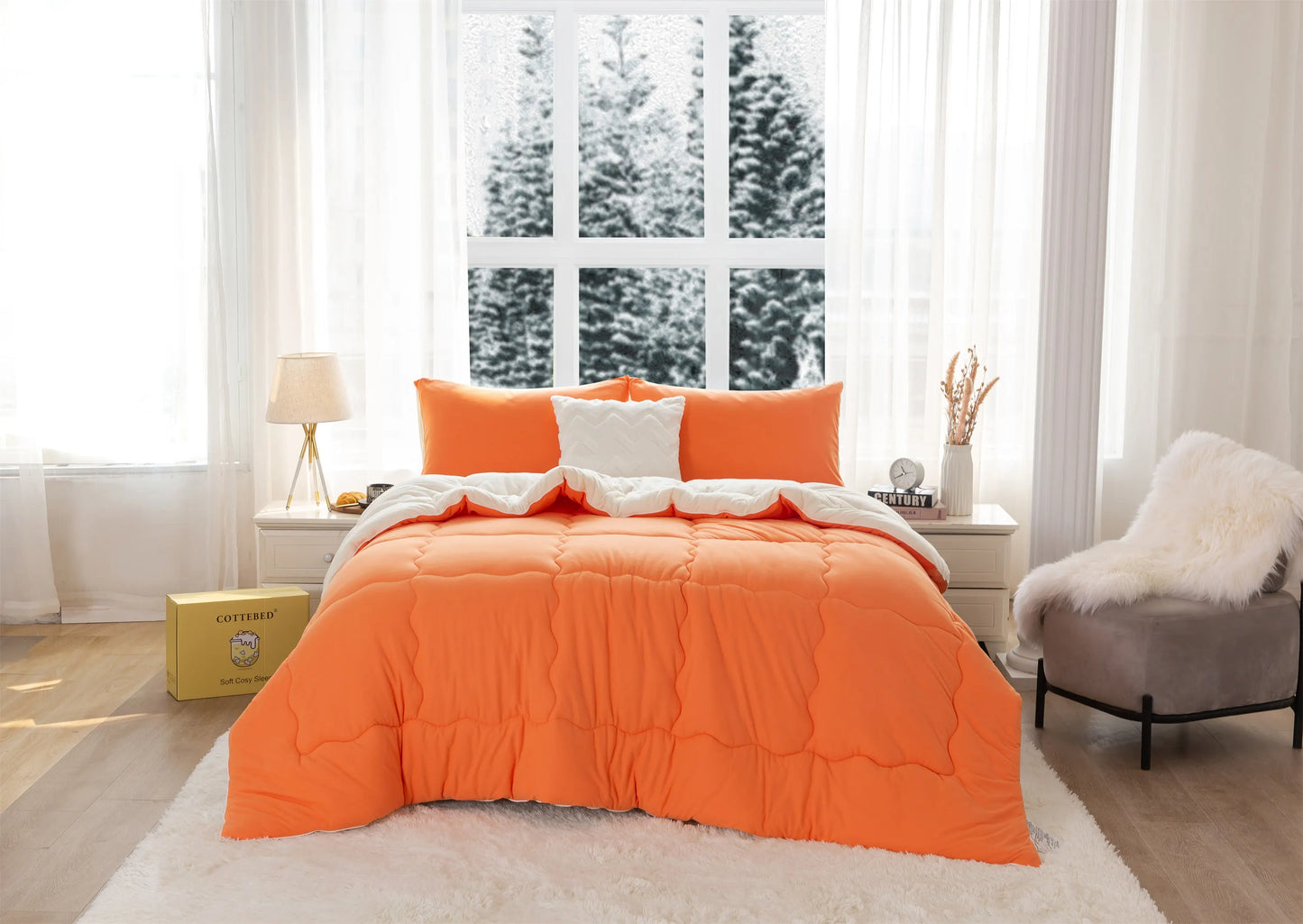 Nice Reversible Ultra-Soft Warm King Size Comforter Set, Cozy Fully Breathable Bedding 1 Down Alternative Quilt and 2 Pillowsham