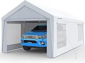 12x20 ft Heavy Duty Carport Canopy Galvanized Car Tent Outdoor Garage Boat Shelter with Reinforced Structure with Roll-up Venti