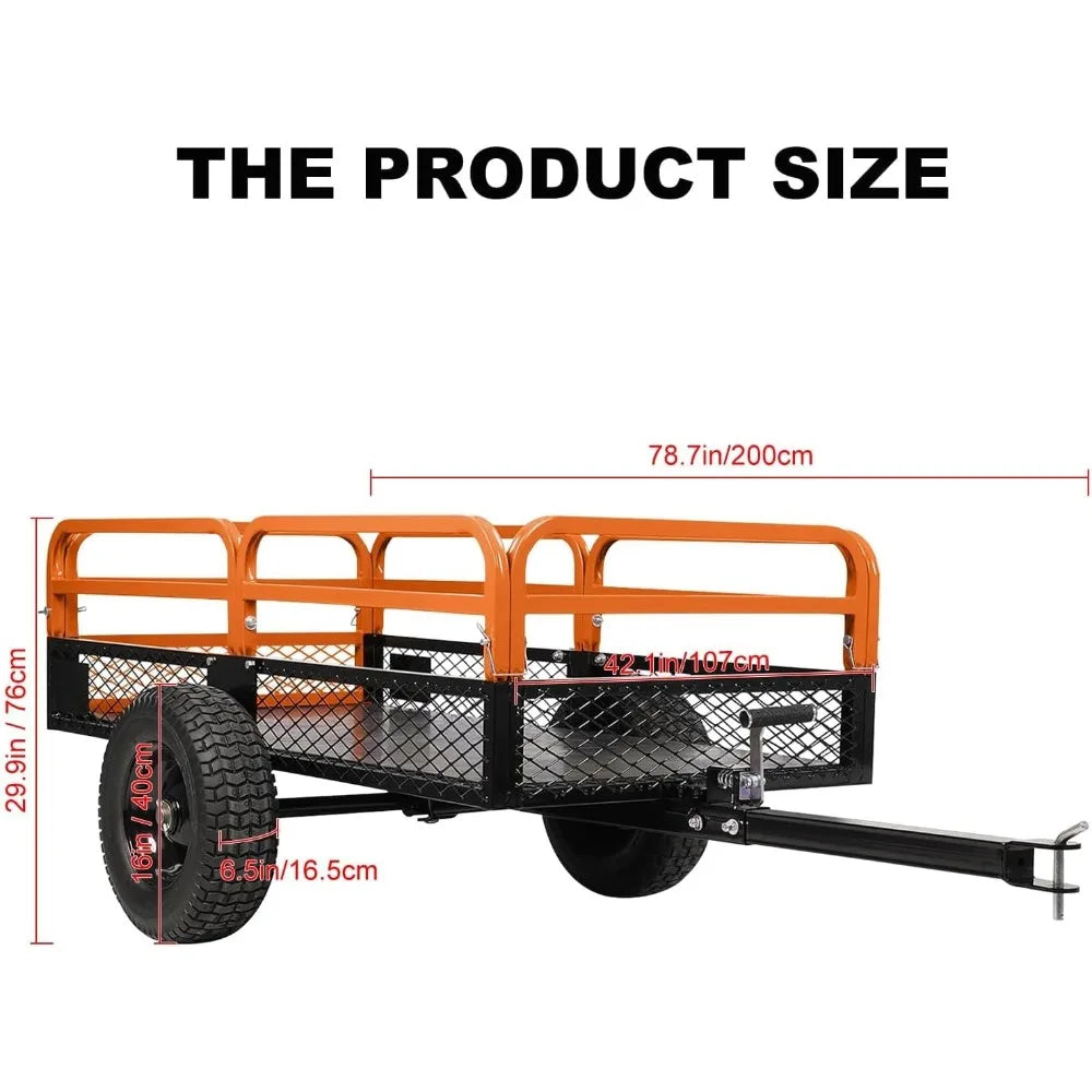 Heavy Duty Steel Dump Cart,1500 Lbs Utility Garden Cart with Wheels,15 Cubic Feet Garden Utility Trailer with Removable Sides,Ha