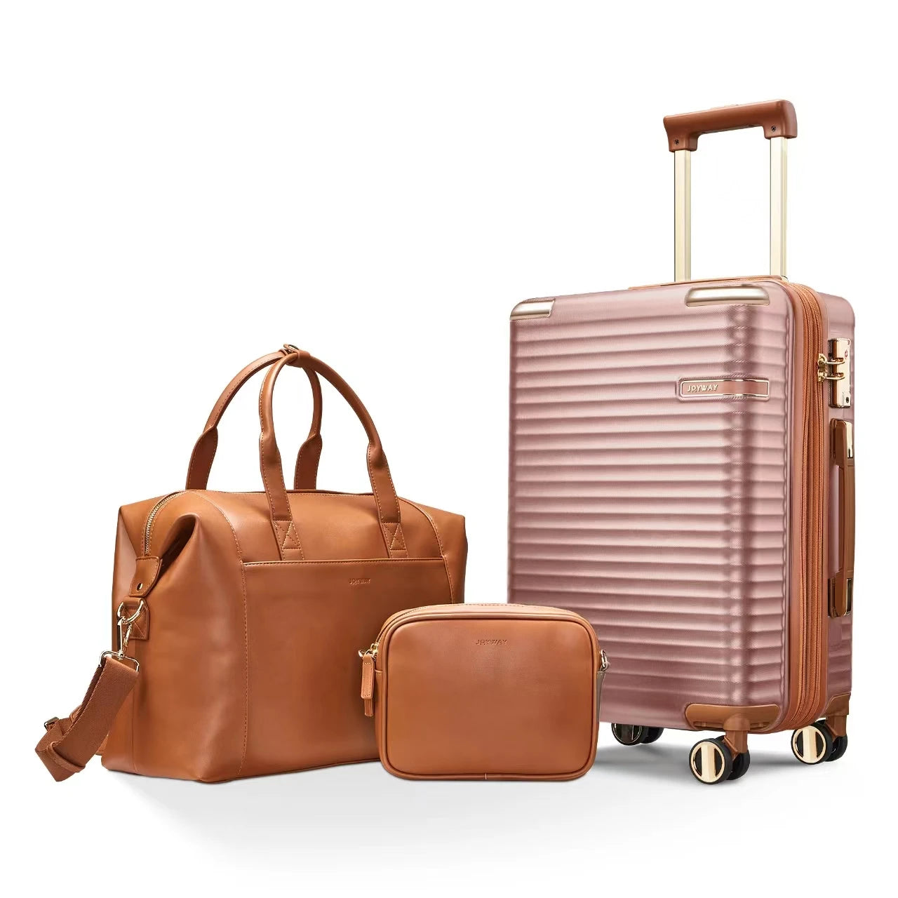 Joyway Luggage Sets, Expandable Hard Shell Suitcase Set,TSA Lock, Spinner Wheels, Leather Travel Tote Bag and Small Cosmetic Bag