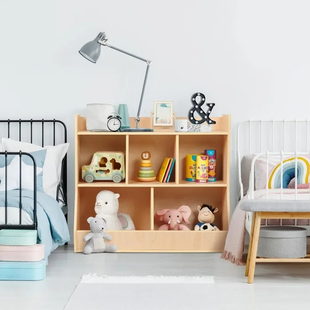 2 in 1 Kids Bookshelf and Montessori Toy Shelf, Nursery Book Shelves for Organizing Books and Toys