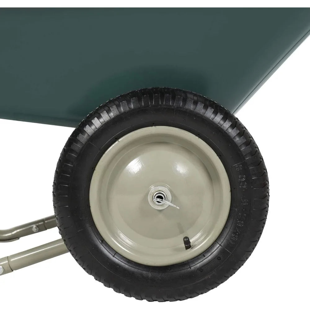 Rolling Mobile Heavy Duty Polyurethane 2 Tire Wheelbarrow Garden Cart Easy Loading and Dumping Utility Wagon Perfect for Transpo