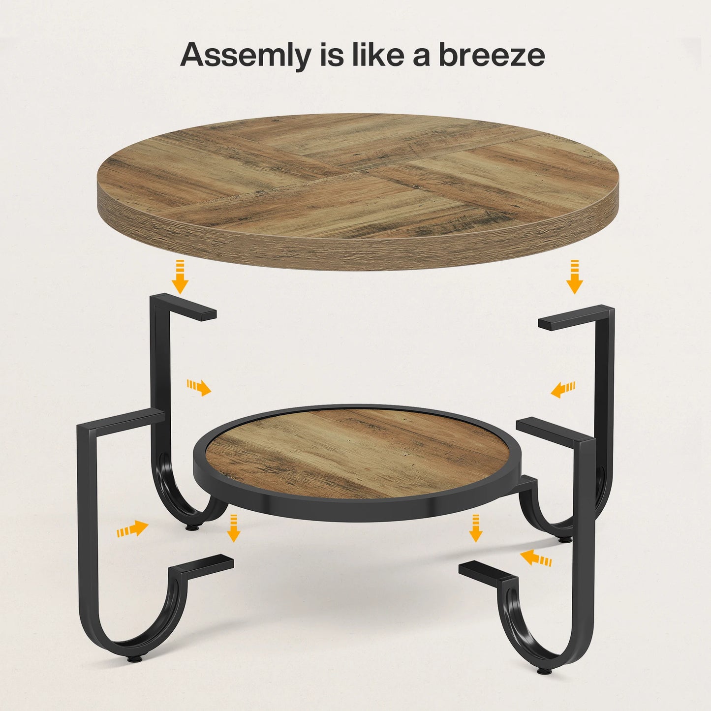 Tribesigns Round Coffee Table for Living Room, 2-Tier Center Table with Storage Shelf, 31.1-Inch Industrial Cocktail Tea Table w
