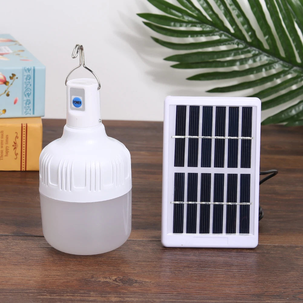 USB Rechargeable 13 W Solar Light Outdoor Solar Bulb Hanging Lamp 3 Light Modes Solar Patio Lights for Garden Patio Garage Camp