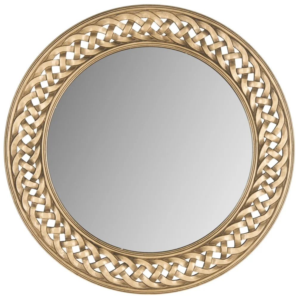 Braided Chain Decorative Wall Mirror Elegant Home Accent High Quality Glass Golden Finish Unique Design Living Room Decor
