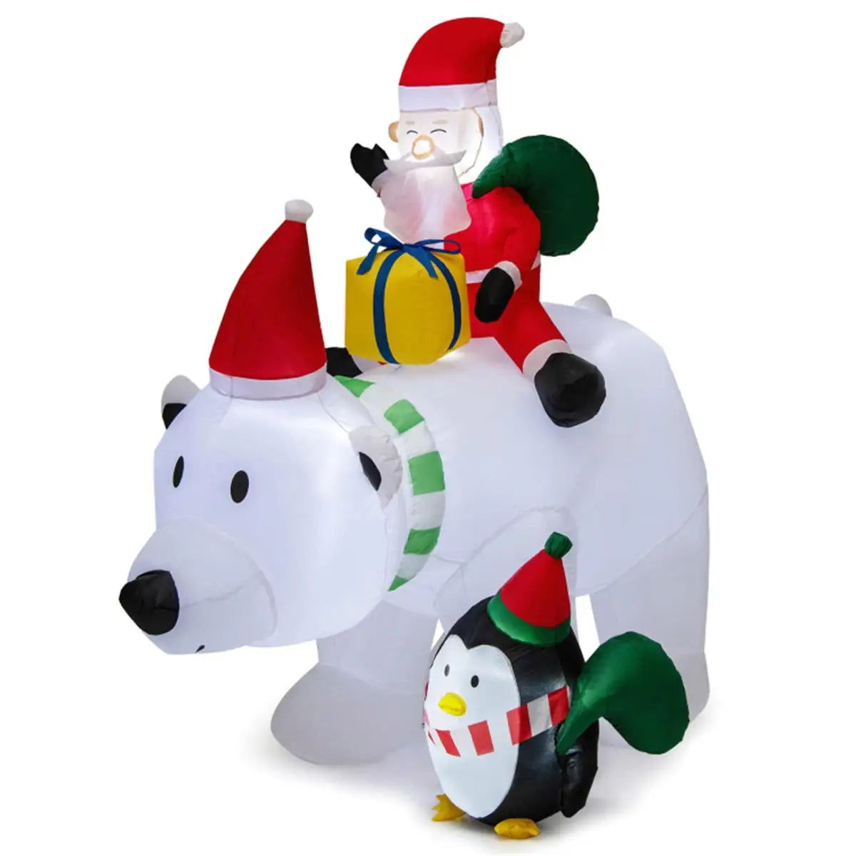 7ft Inflatable Santa Claus on Bear - Festive Holiday Outdoor Decoration