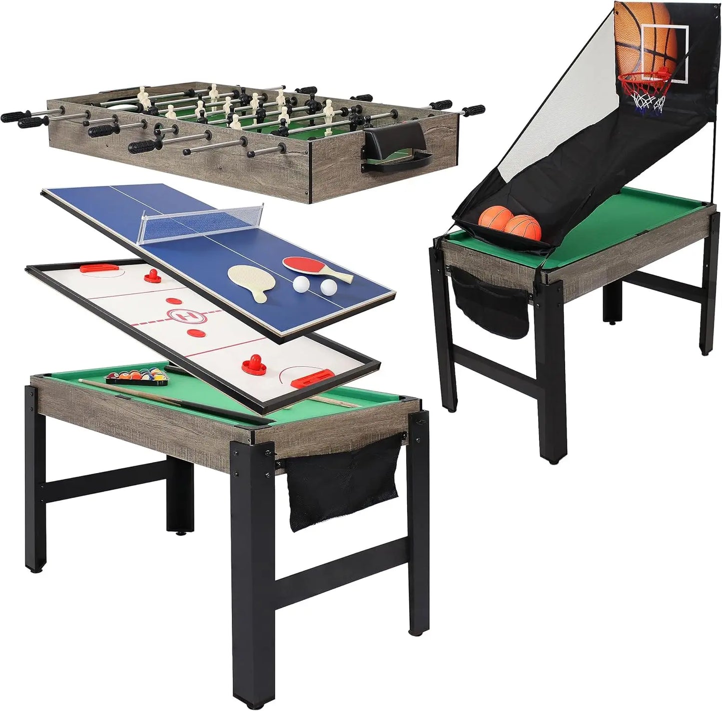 5-in-1 Multi-Game Table for Kids - Combo Game Table with Billiards, Push Hockey, Foosball, Ping Pong