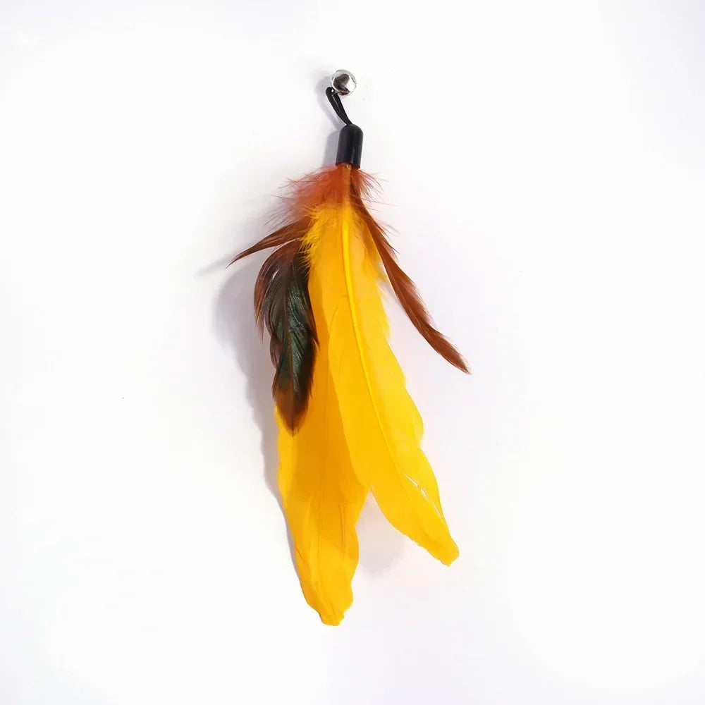 Rod Cat Cat Head with Interactive Cat Fishing Toy Color Feather Toy Pet Funny Toys Feather Bell Replacement Toy