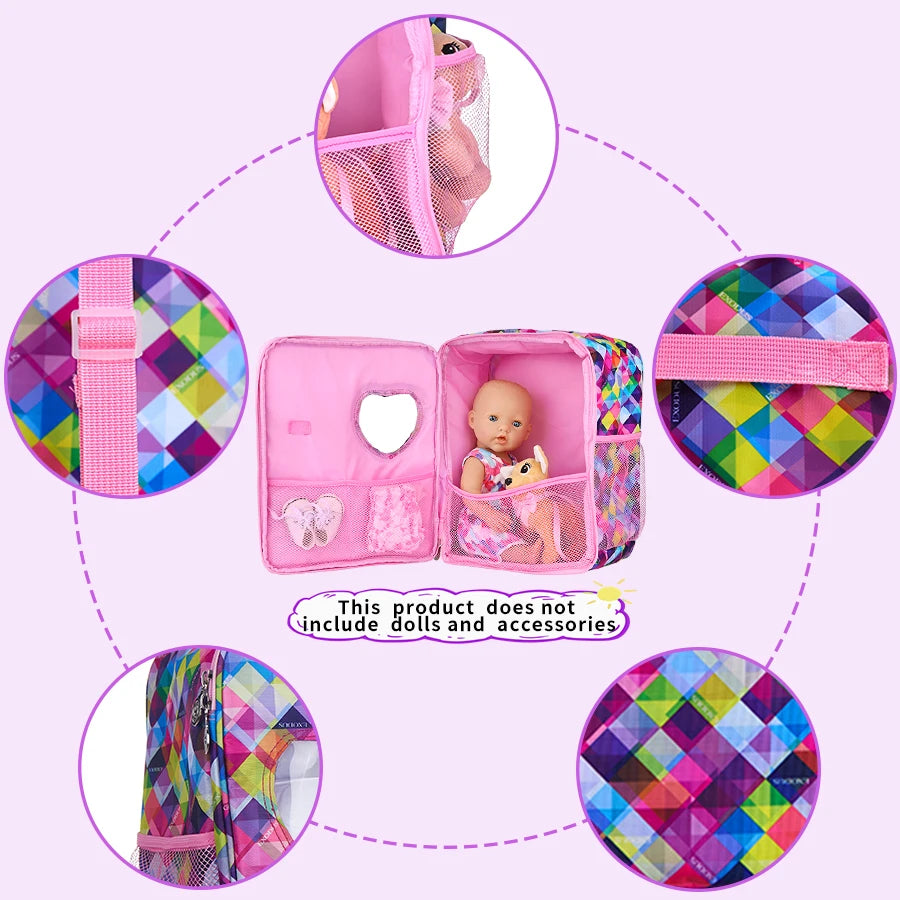 Doll house Furniture Travel for Case Bag for 18inch Girl Ball Joint Doll Props Accessory Kiddie Backpack Cartoon Travel Hand Bag