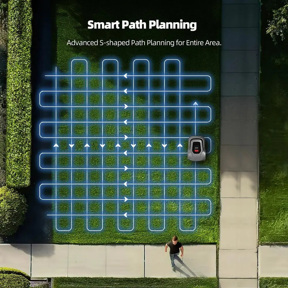 Smart Navigation Robotic Lawn Mower with Rain Detection Auto-Charging APP Control Boundary Break Detection Collision-Free 1/4