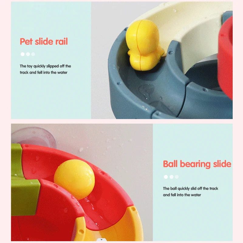 86Pcs Baby Bath Toy Diy Marble Run Suction Cups Waterwheel Set Assembling Track Bathroom Bathtub Kids Water Game Toy for Toddler
