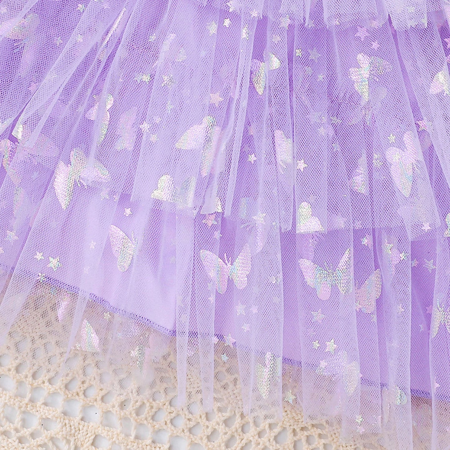 Toddler Girl Summer Sleeveless Dress Print Bow Tulle Patchwork A-Line Dress