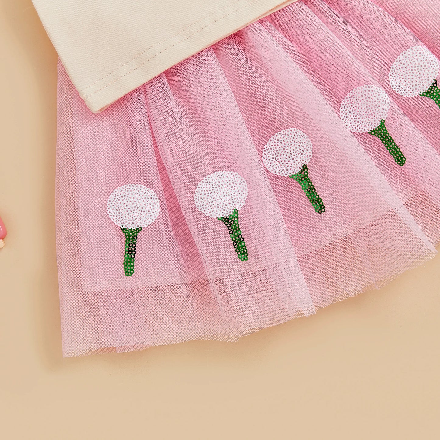 Toddler Girls Summer Sets Letter Golf Cart Embroidered Short Sleeve Round Neck Tops Golf Tulle Skirt with Headband