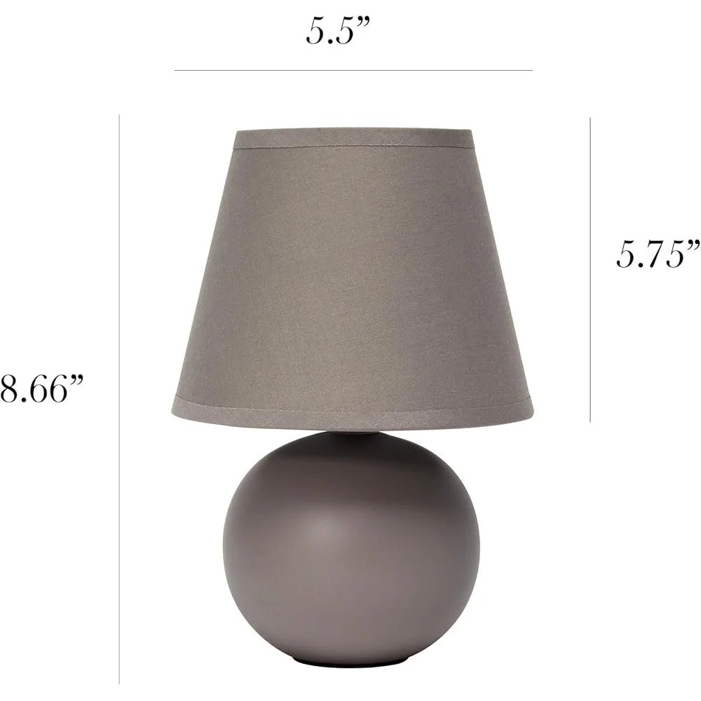 Mini Ceramic Globe Table Lamp Set 2 Pack with Fabric Shade Bedroom Living Room Office Kids Room Dorm 40W E12 Bulb